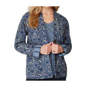 PureJill Jacket 1-Button Reversible Quilted Blue Medallion Medium J.Jill